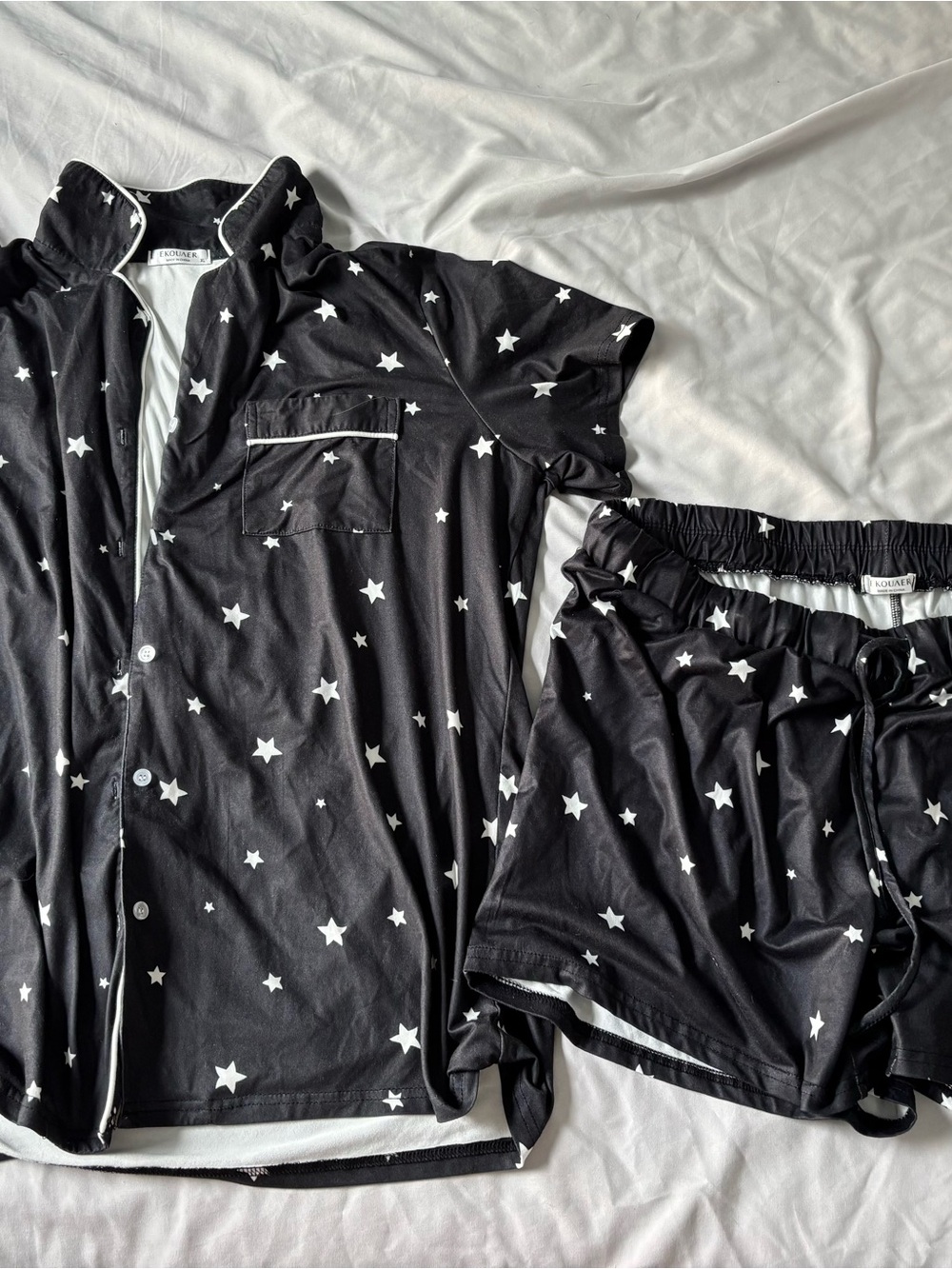 Black Star Print Short Pajama Set by Unknown Brand